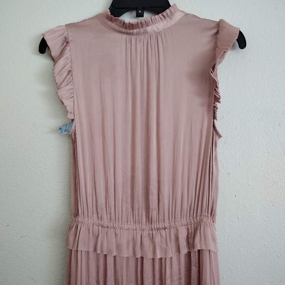 Banana Republic Soft Satin Blush Pink Sleeveless Ruffle Maxi Dress Size 8 - Picture 11 of 15